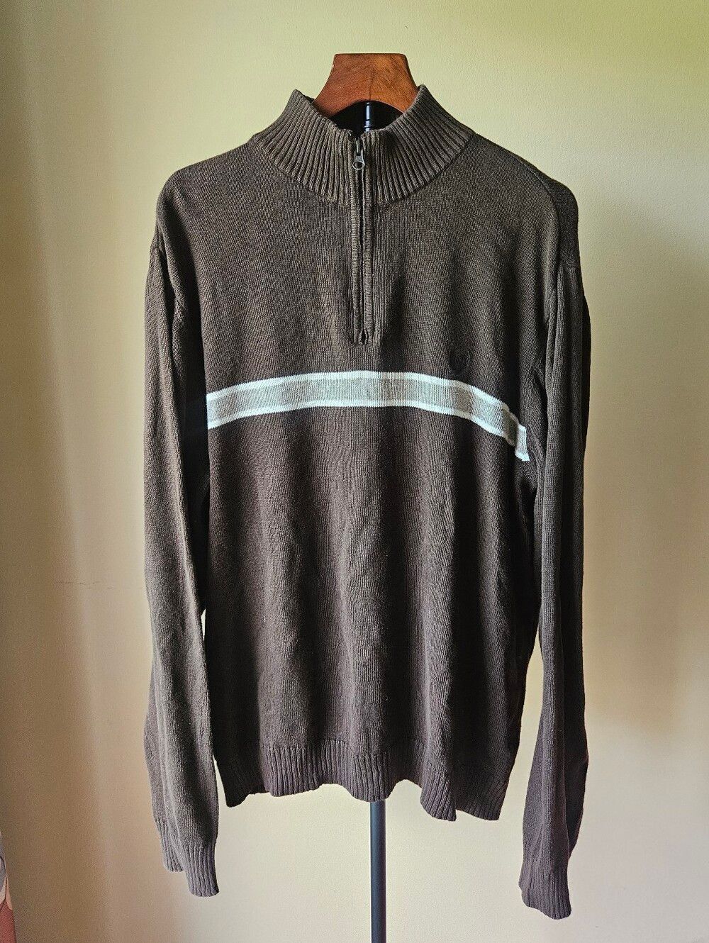 Chaps Men's Dark Brown Quarter Zip Sweater Size Large